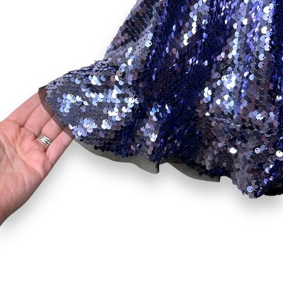 Free People Siren Purple Sequined Velour Tie Waist Flutter A-Line Mini Dress - Picture 8 of 10